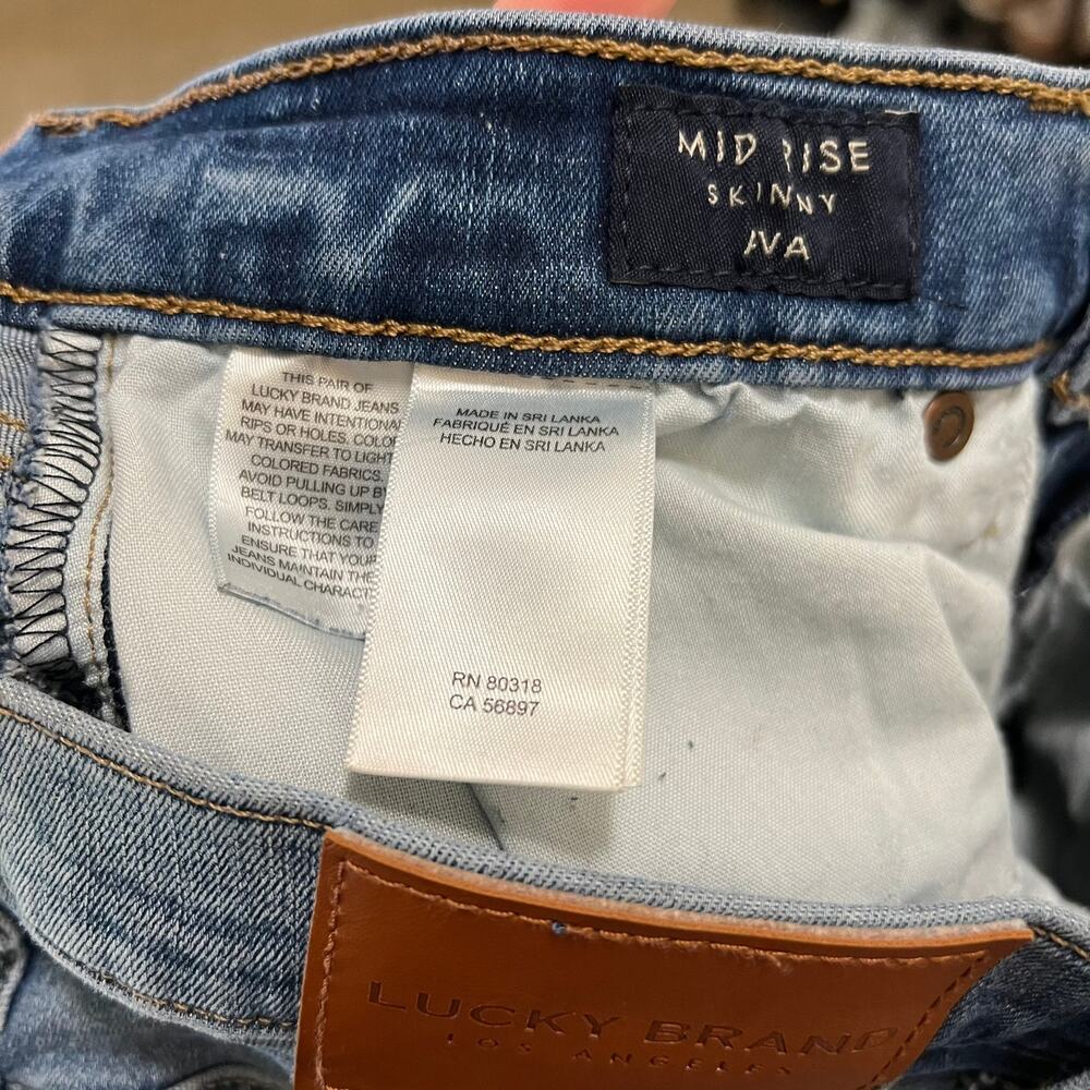 Lucky Brand Los Angeles Mid Rise Ava Skinny Jeans Blue Cotton Denim Sz 6/28 - Picture 7 of 8